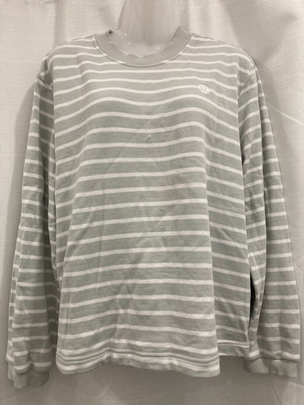 Lululemon Yachtie Stripe Heathered Gray White Sweatshirt M